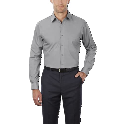 Van Heusen Męska koszula z dużą sukienką wysoki krój Popelina, Szary kamień, 4XL (Szyja 51 cm Rękawy 94/97 cm)