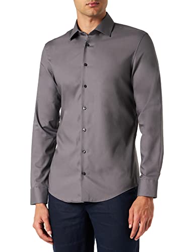 Seidensticker Męska koszula z długim rękawem slim fit, szary, 41