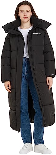 Calvin Klein Jeans Damskie niepuchowe płaszcze oversize długie puchowe wyściełane, Czarny, XXS