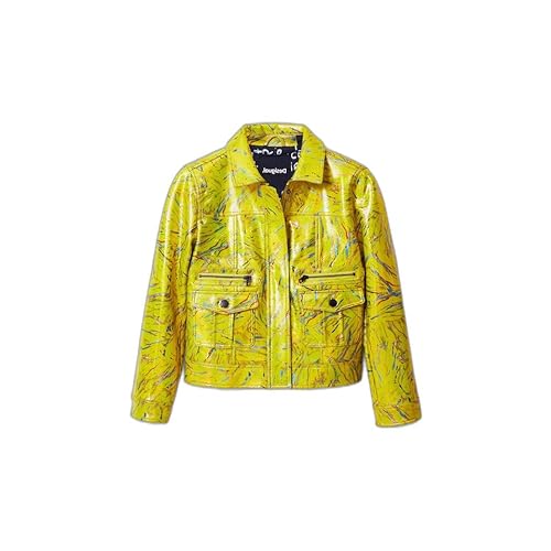 Desigual Kobiety Chaq_memphis, 8 000 amarillo fluoru, płaszcz PU, żółty, XS