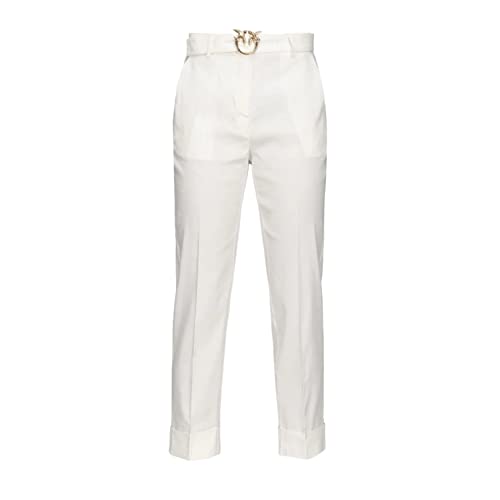 Pinko Plaza damskie spodnie lniane stretchowe, Z15_biały Nembo, 44