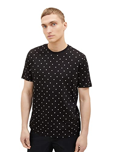 T-shirt męski TOM TAILOR Denim z bawełnianym nadrukiem na całej powierzchni, 32486-czarny wielokolorowy mini nadruk, L