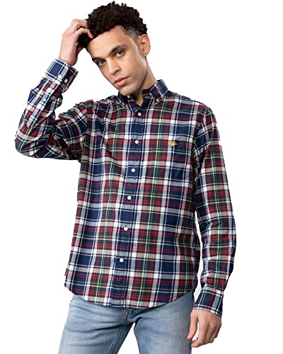 GANT Męska koszula REG UT Twill Check Shirt z kołnierzem Button-Down, niebieska (Dusk Blue)
