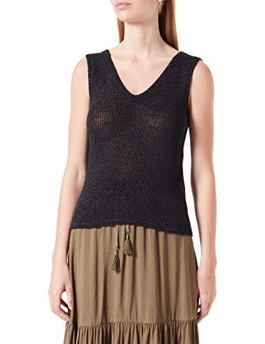 s.Oliver BLACK LABEL Damski top z dzianiny w serek, 46, czarny, 46