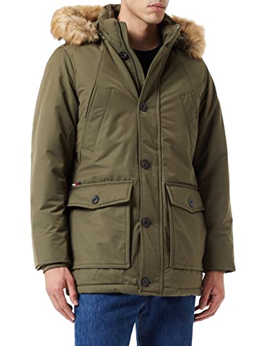 Tommy Hilfiger Męska kurtka puchowa Rockie Down Parka, Zielony wojskowy, XL