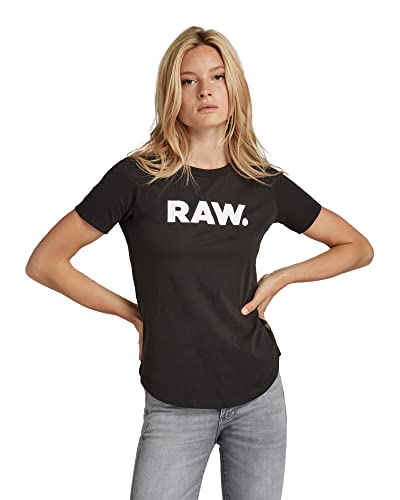 G-STAR RAW, Damska koszulka RAW. Slim Top, Schwarz (Dk Black 4107-6484), XS