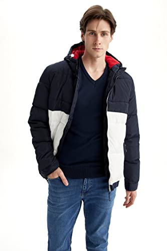 DeFacto Płaszcz męski do odzieży rekreacyjnej - DeFacto płaszcz męski do odzieży wierzchniej (granatowy, M), grantowy, M