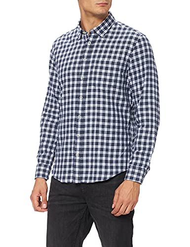 Seidensticker Męska koszula na co dzień, łatwa do prasowania, wąski krój, krój slim - długi rękaw, kołnierzyk zapinany na guziki, 100% bawełna, granatowy, XXL-4XL