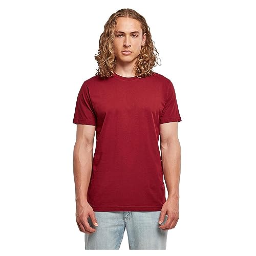 Build Your Brand Męski Basic okrągły dekolt, męski T-shirt o klasycznym kroju, dostępny w wielu kolorach, rozmiary XS-5XL, Cherry, XL