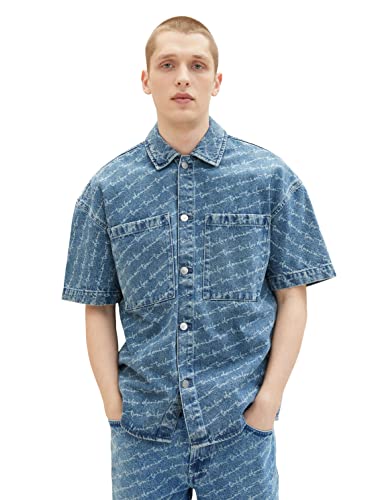 TOM TAILOR Denim Męska koszula 1036274, 31888-Wording Laser Print, XL, 31888 - Wording Laser Print, XL