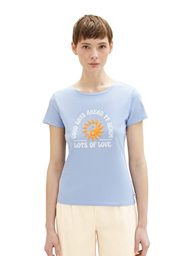 TOM TAILOR Denim T-shirt damski z nadrukiem, 12819 - Parisienne Blue, M