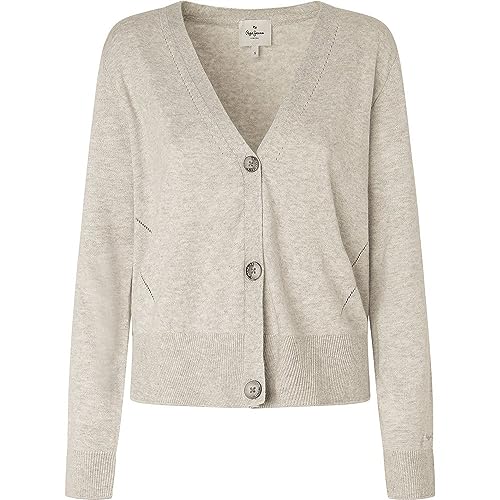 Pepe Jeans Damski sweter kardigan Donna, Szary (jasnoszary Marl), L