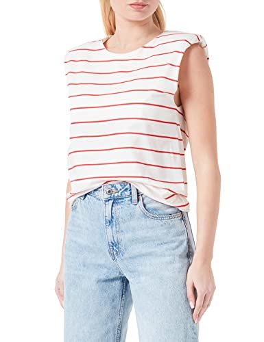 Sisley T-shirt damski, Czerwone i białe paski 901, S