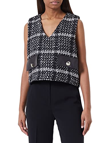 Sisley Womens TOP 5SYLLH00G Shirt, Black and White 901, M