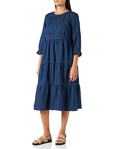 Kremowa damska sukienka dżinsowa Crmaj codzienna, niebieska, 16