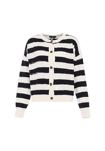 faina Damski mały pachnący cekinowy kardigan w paski wełniany biały rozmiar XL/XXL, biały (wollweiss), XL