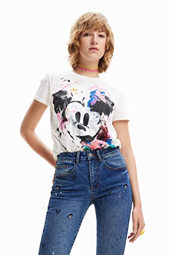 Desigual Damska koszulka Ts_Mickey Crash, biały, XL