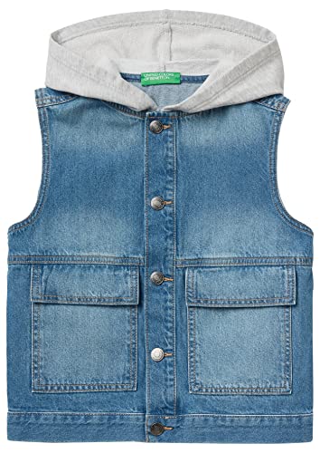 United Colors of Benetton Kamizelka męska dla dzieci i młodzieży, Niebieski Denim 901, XL