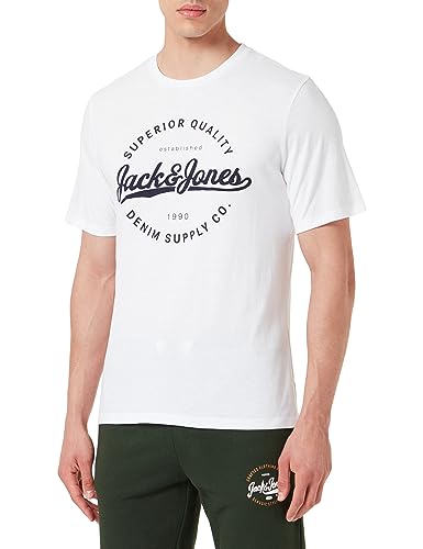 Bestseller A/S Męski T-shirt Jjstanli Tee SS Crew Neck, White/Print:big, XL