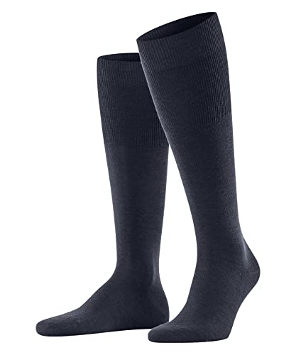 FALKE Mężczyźni Podkolanówki Airport M KH Wełna Merynosa Bawełna długie jednokolorowe 1 Para, Niebieski (Dark Blue Melange 6688), 41-42