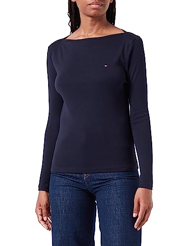Tommy Hilfiger Damskie topy z dzianiny Slim Cody Rib Slash-nk Ls L/S, Pustynne niebo, XXS
