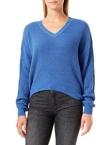 Bestseller A/S Damski sweter VMLEANNA LS V-Neck Short GA Boo, Beaucoup Blue, XS, Beaucoup Blue, XS
