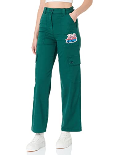 Love Moschino Stretch Canvas with Graffiti Patch Casual Spodnie damskie, Zielony, 38