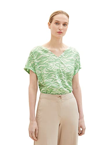 TOM TAILOR Damski Bluzka 1035256, 31574 - Green Small Wavy Design, 36
