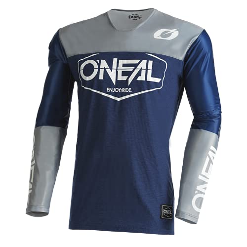 O'NEAL | Koszulka motocrossowa z długim rękawem | MX MTB | Lekki materiał, ergogenicznie wąski krój dla idealnego dopasowania | Mayhem Jersey Hexx V.22 | Dorośli | Niebieski Szary | Rozmiar XXL