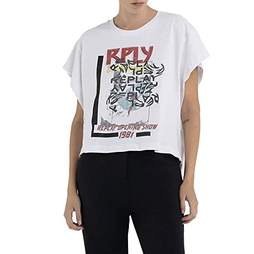 Replay T-shirt damski, 001 White, S