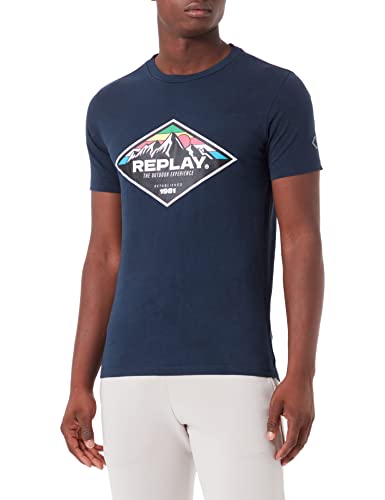Replay Męski T-shirt M6299, niebieski, XL