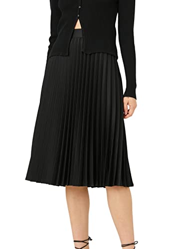 Koton Damska satynowa spódnica Midi Pleated A Line, czarny (999), 42