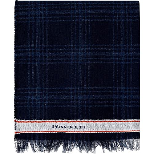 Hackett London Męski POW SALVEDGE SCF modny szalik, granatowy/kość słoniowa, jeden rozmiar, Granatowy/kość słoniowa, Rozmiar uniwersalny