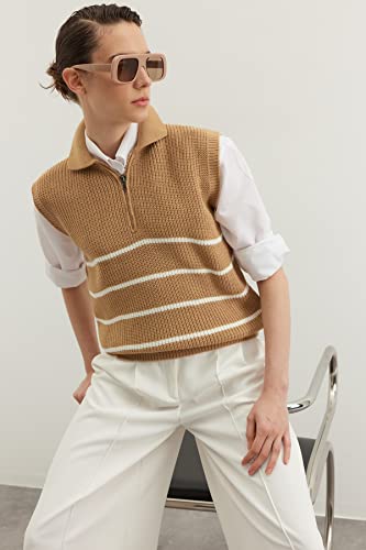 Trendyol Damski sweter z dzianiny Regular Fit, Wielbłądzi, S