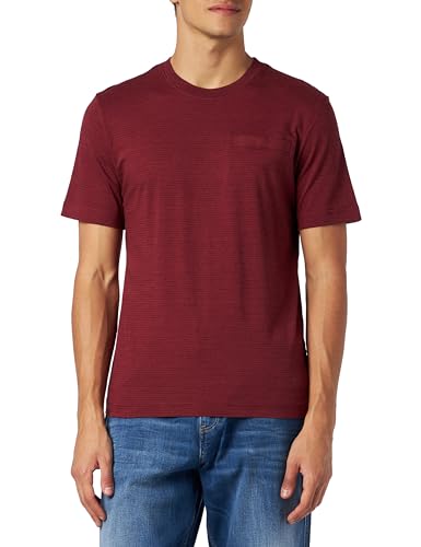 TOM TAILOR T-shirt męski, 32449 – bordowy czerwony pasek Inject, XL