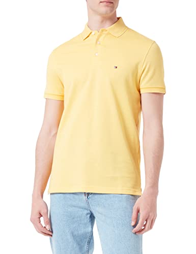 Tommy Hilfiger Męska koszulka polo Mouline Tipped Slim, ciepła żółta., M