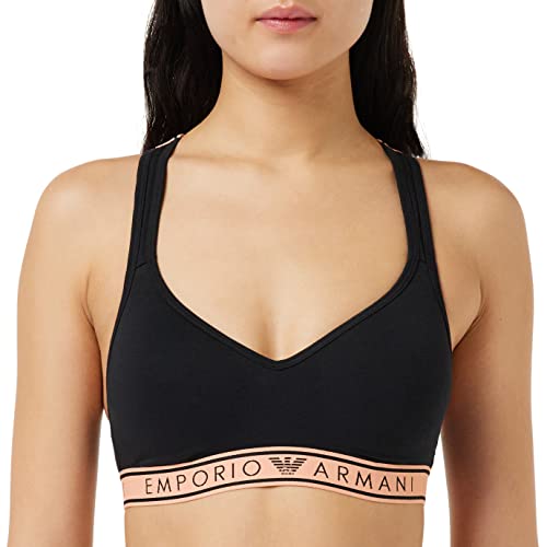 Emporio Armani Women's Iconic Logoband Biustonosz Wyściełany Biustonosz Damski, Czarny, M
