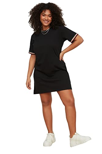 Trendyol Women's Bike-Krawędź dziergana sukienka T-shirt, czarna, 50