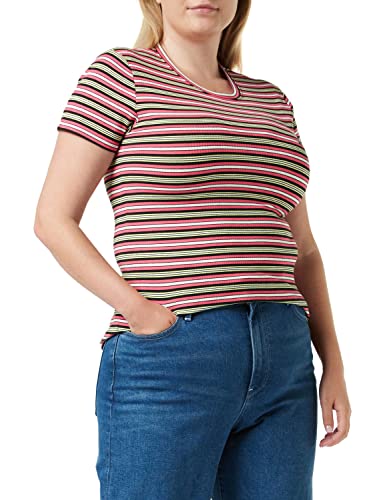 Wrangler Slim Stripe Koszulka damska, Różowy czerwony, L