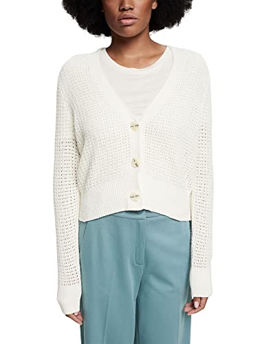 ESPRIT Sweter damski kardigan, 110/Off White, Jeden rozmiar