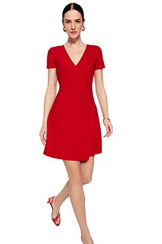 Trendyol FeMan Wrapover Sukienka dzianinowa o dopasowanym kroju, czerwony, M, Czerwony, M