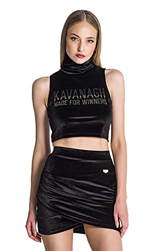 Gianni Kavanagh Damska czarna kamizelka Power Crop Top modna, Czarny, XL