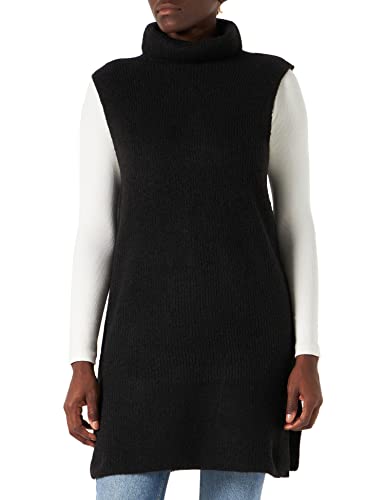 PIECES Damski sweter, z okrągłym dekoltem, długa dzianina, kamizelka Noos Bc, czarny, L
