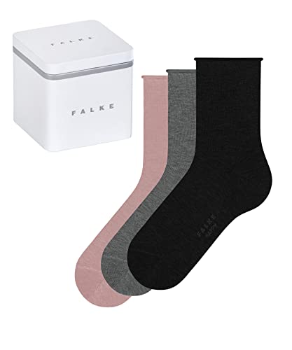 FALKE Kobiety Skarpety Happy Box Uni 3-Pack W SO Bawełna jednokolorowe 3 Pak, Wielokolorowy (Sortiment 0020), 39-42