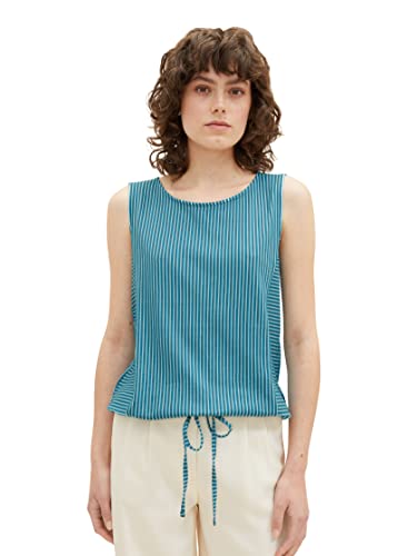 TOM TAILOR Damski 1036892 Top, 32056-Petrol Green Thin Stripe, XS, 32056 - Petrol Green Thin Stripe, XS