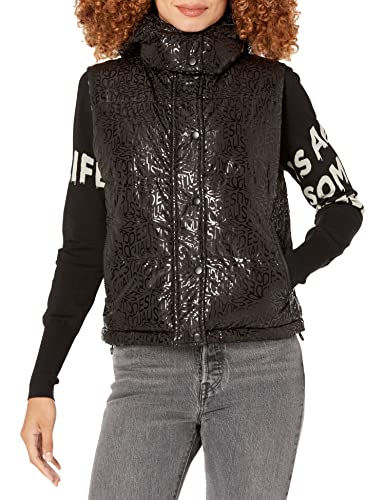 Desigual Damski wyściełany krótki płaszcz, Czarny, S