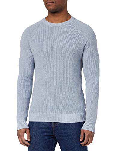 Hackett London Men's Mouline Crew sweter męski, Chambray/Ecru, S