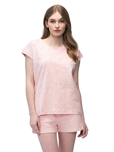 greenjama Damska koszulka Slub Jersey z nadrukiem, różowy, 38