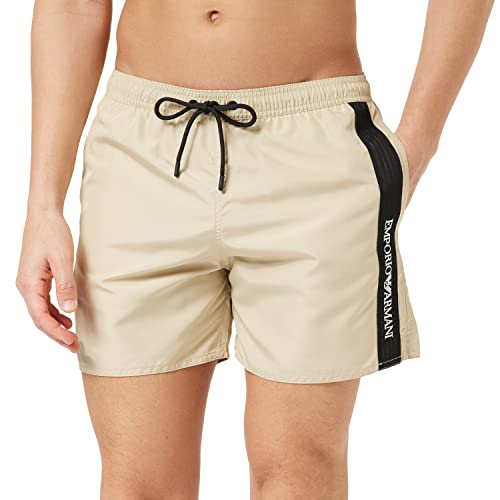 Emporio Armani Swimwear Męskie bokserki Emporio Armani Net Tape Boxer Short Swim Trunks, piaskowy żółty, 50, Piaskowy żółty