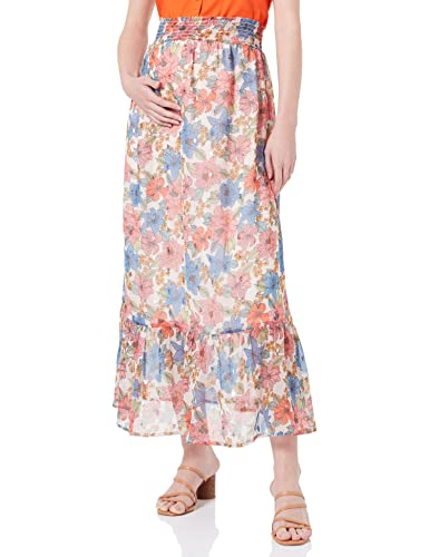 MAMALICIOUS Women's MLBRIA Woven HW MIDI spódnica A. Rock, Pale Mauve/AOP: kwiat AOP with Pale Mauve, L